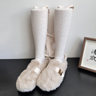 日系米白色连裤袜女秋冬加绒加厚Lolita奶杏色打底裤袜棉显瘦踩脚