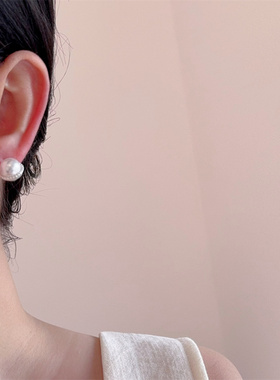 时尚精致轻奢极简风珍珠耳钉女小众法式气质百搭高级感耳环耳饰品