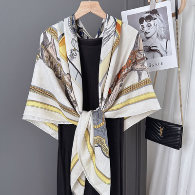 时髦个性金贵战马大方巾女130x13