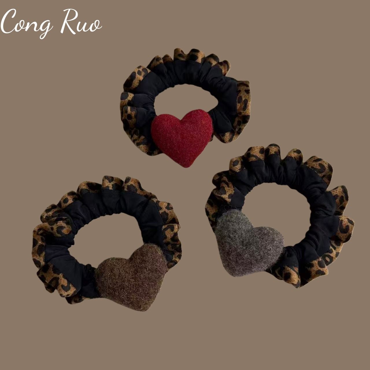 韩版面膜圈豹纹头绳爱心超高弹力布圈橡皮筋丸子头马尾绑带皮套女