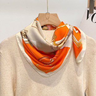 70x70 围巾纱巾搭配衬衫 黄色小方巾丝巾女春秋夏季 护颈围脖子薄款