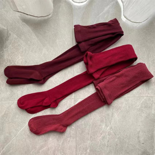 秋冬加厚保暖细条纹打底裤美拉德风修身连裤袜纯棉百搭简约打底袜