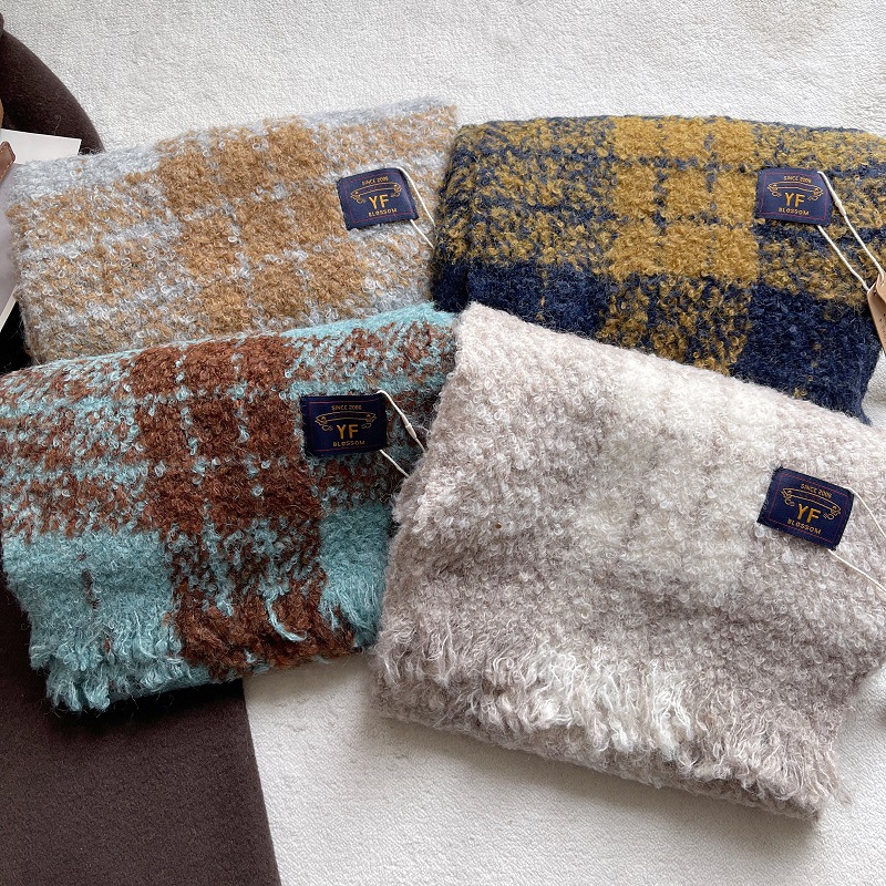 韩国东大门软糯气质灰黑格子大围巾女冬季韩版加厚保暖披肩围脖男