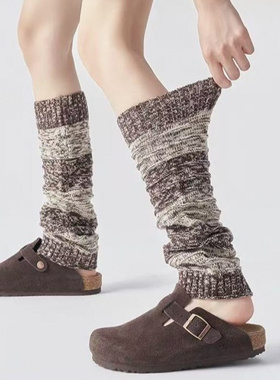 25秋冬季渐变灰色花纱针织堆堆袜套女保暖复古风靴套时尚y2k腿套