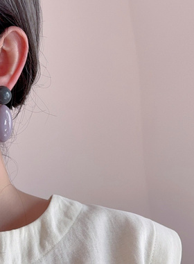 夸张度假风椭圆形水滴吊坠耳环女