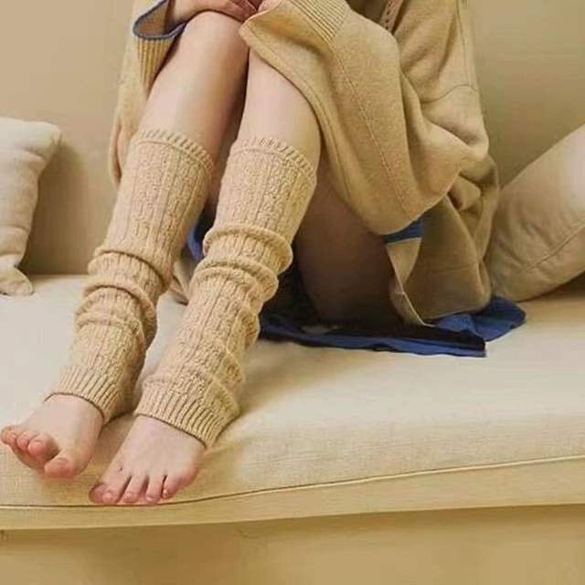 代购冬女羊毛袜套时尚简约慵懒 纯色麻花堆堆袜BIARRITZ韩国袜子