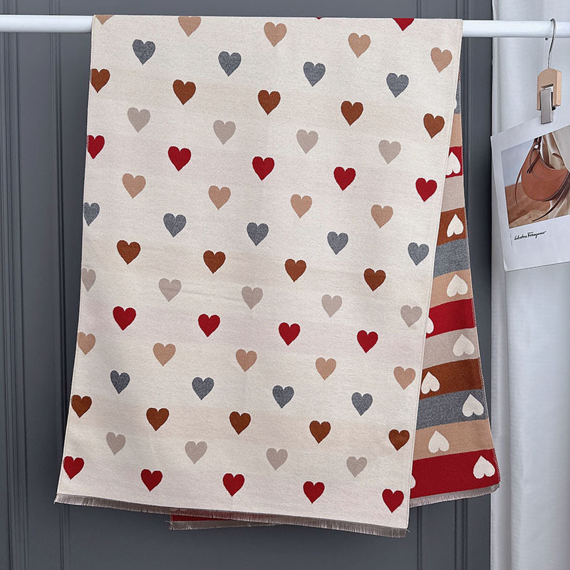 双面双戴爱心撞色仿羊绒围巾披肩女冬季保暖御寒学院学生围脖柔软,服饰配件/皮带/帽子/围巾,围巾/丝巾/披肩,淘宝优惠券,粉丝福利购,淘宝优惠卷