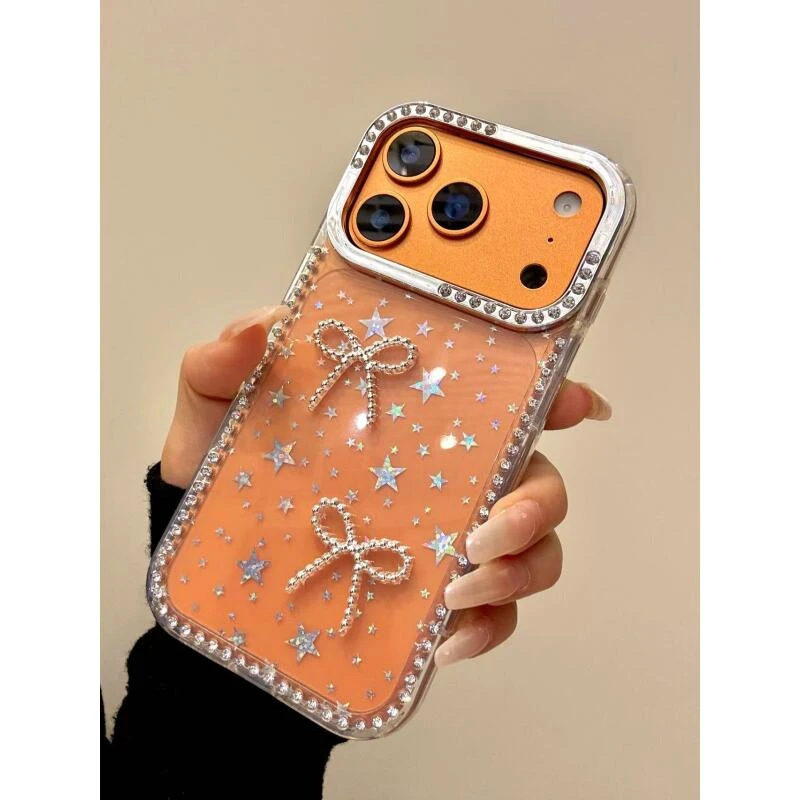 ins风立体珍珠爱心蝴蝶结适用苹