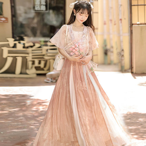 原创设计翩然汉服女中国风改良日常汉元素新中式套装显瘦甜美超仙