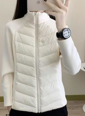 拼接棉服女冬季新款轻薄短款内胆运动修身户外立领保暖外套太空棉