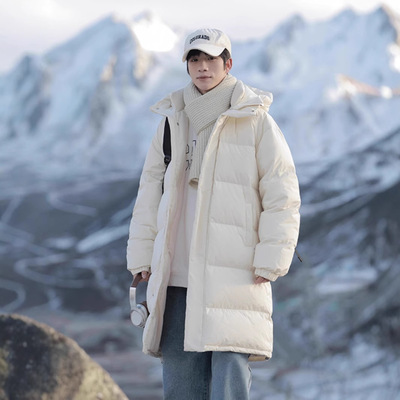 白鸭绒羽绒服男士中长款冬季新款潮牌大码加厚保暖青少年防寒外套