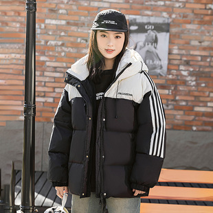 羽绒服少女外套冬装新款高初中学生青少年大童时尚潮牌保暖三条杠