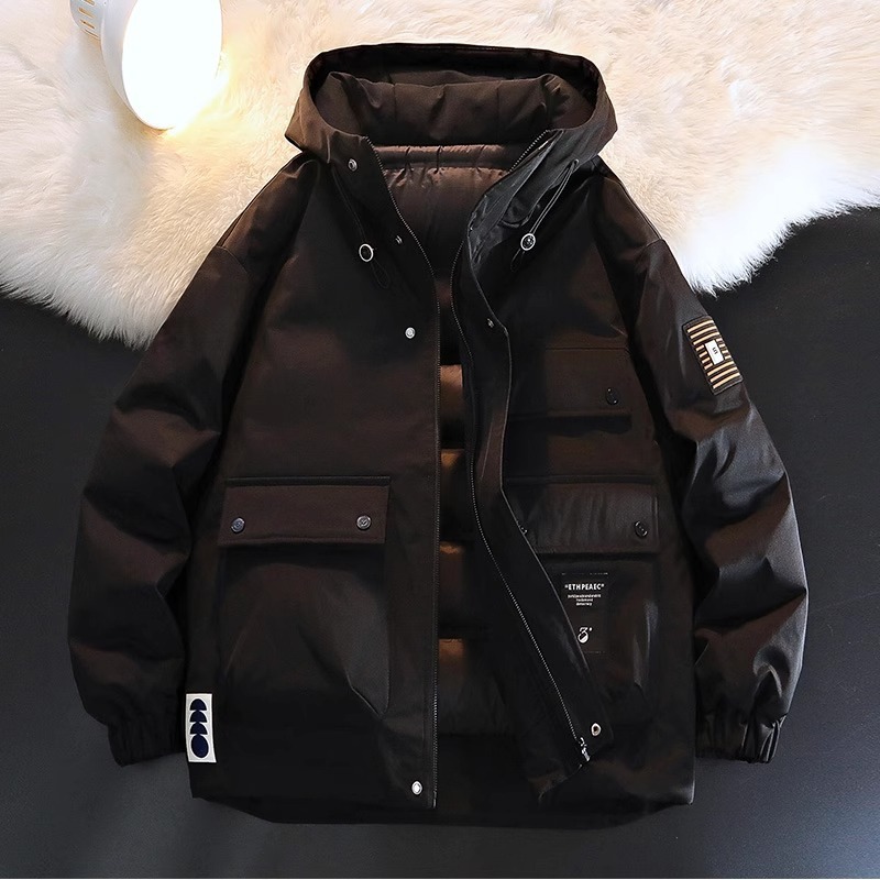 羽绒服男士冬季新款白鸭绒加厚防寒保暖青少年连帽工装外套冲锋衣