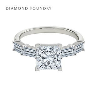 贝甜满爱公主方婚戒定制18k白金戒指美国人造钻石 Vrai 培育