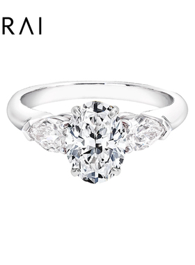 【培育】VRAI芮爱 Promise三石椭圆钻戒婚戒 钻石戒指 进口裸钻