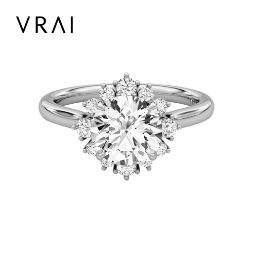 【培育】芮爱VRAI 欧若拉圆钻婚戒美国加州 钻石超显大结婚钻戒