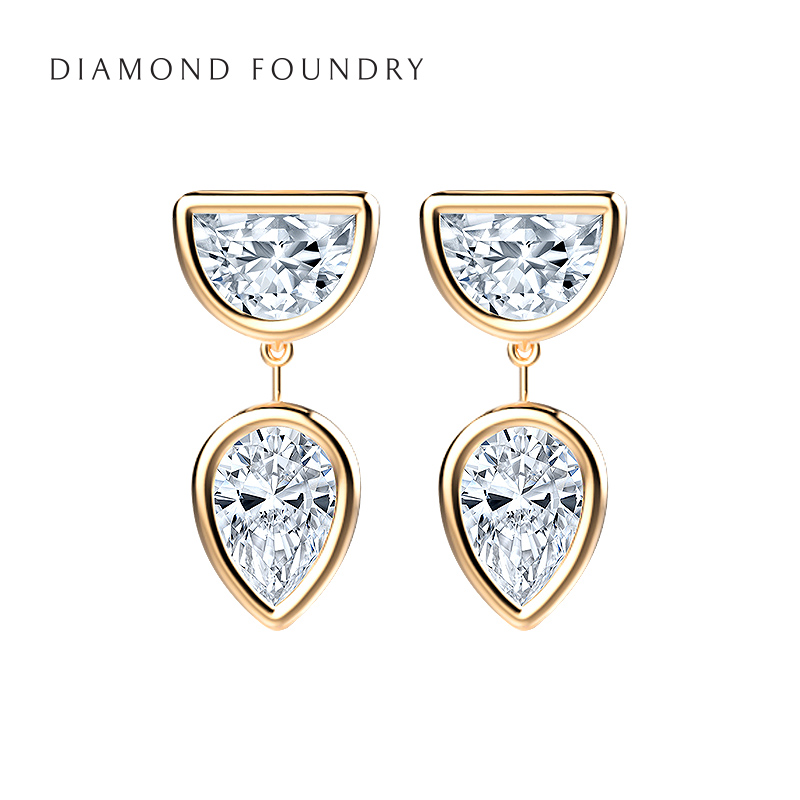 DIAMOND FOUNDRY【培育】水月印象长半月水滴钻石耳坠 真钻超闪 珠宝/钻石/翡翠/黄金 耳饰 原图主图