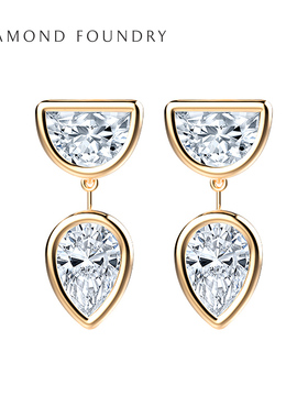 DIAMOND FOUNDRY【培育】水月印象长半月水滴钻石耳坠 真钻超闪
