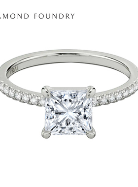 【培育】Diamond Foundry 极简铺钻公主方婚戒女戒指钻石CVD一体