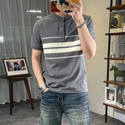 夏季短袖日常polo衫条纹
