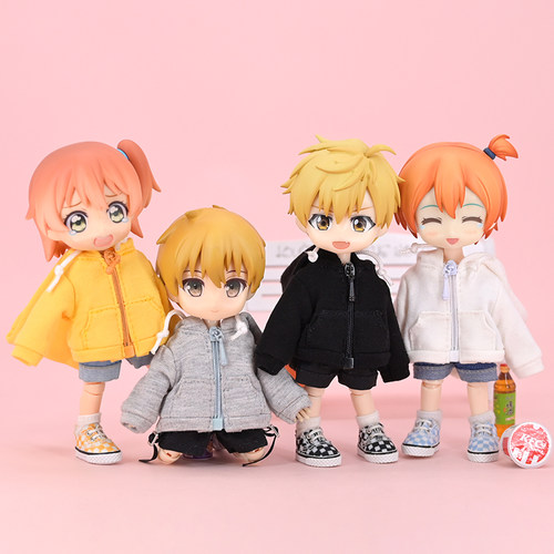 ob11娃衣休闲连帽拉链卫衣