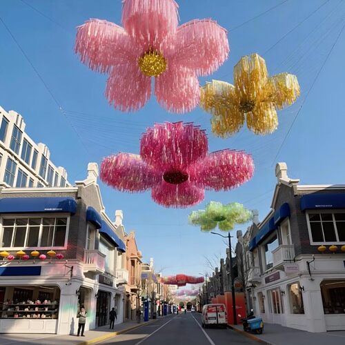 春夏户外花朵造型雨丝帘天幕引流
