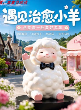 治愈小羊玻璃钢雕塑美陈文旅景区