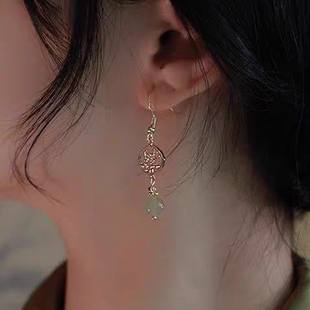 旗袍汉服耳环新款耳钩小众设计感高级温柔清新复古新中式耳饰耳夹