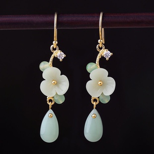 民族国风古风汉服旗袍耳饰长款耳坠女气质耳环耳夹无耳洞