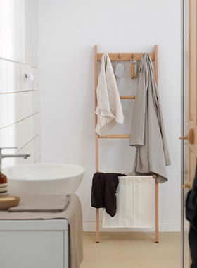 实木毛巾架卫生间浴室置物架厕所洗手间靠墙浴巾毛巾挂架脏衣篮