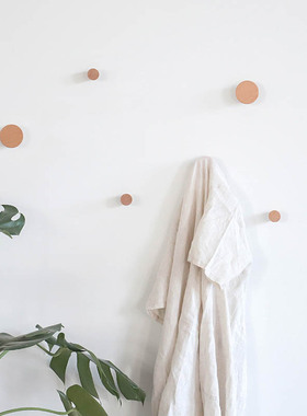 北欧木质单个木头迷你挂钩玄关入户ins装饰实木创意免打孔挂衣钩