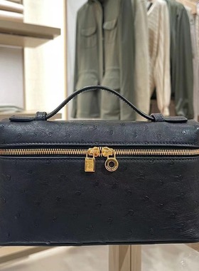 LP19真皮手提包新款gigi同款凯利方盒化妆包金色扣子轻奢女单肩包