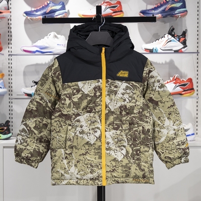 李宁保暖连帽中长款儿童羽绒服