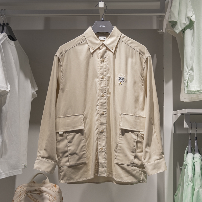 李宁男子翻领休闲衬衫