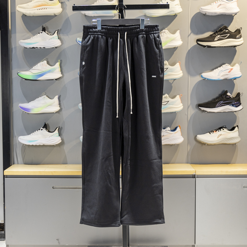 李宁直筒男子加绒保暖宽松卫裤