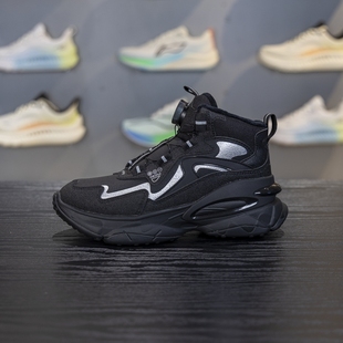 反光中帮儿童运动鞋 正品 新款 冬季 YKCU172 李宁男女大童加绒休闲鞋