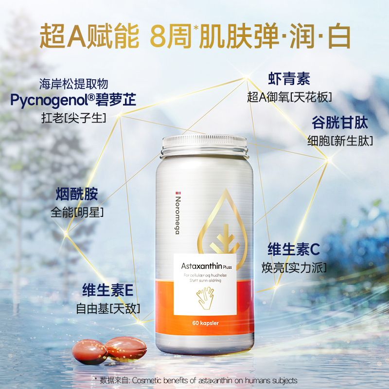 【直播专享】Noromega诺欧美嘉超A虾青素胶囊口服雨生红球藻精华