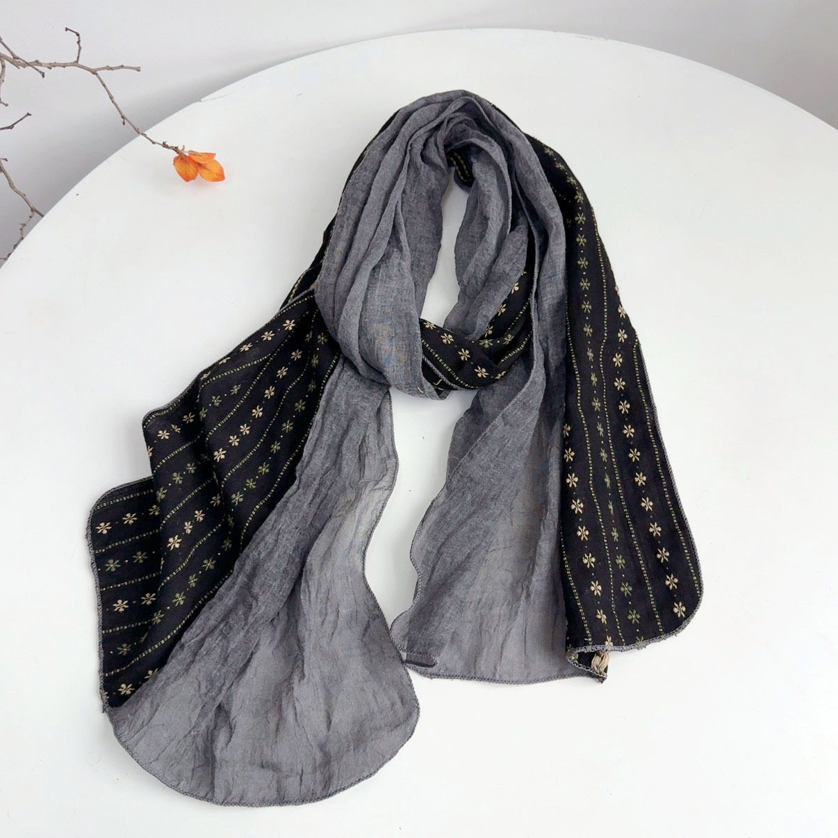 复古做旧拼色拼接围巾长款柔软保暖撞色披肩秋冬保暖韩版丝巾