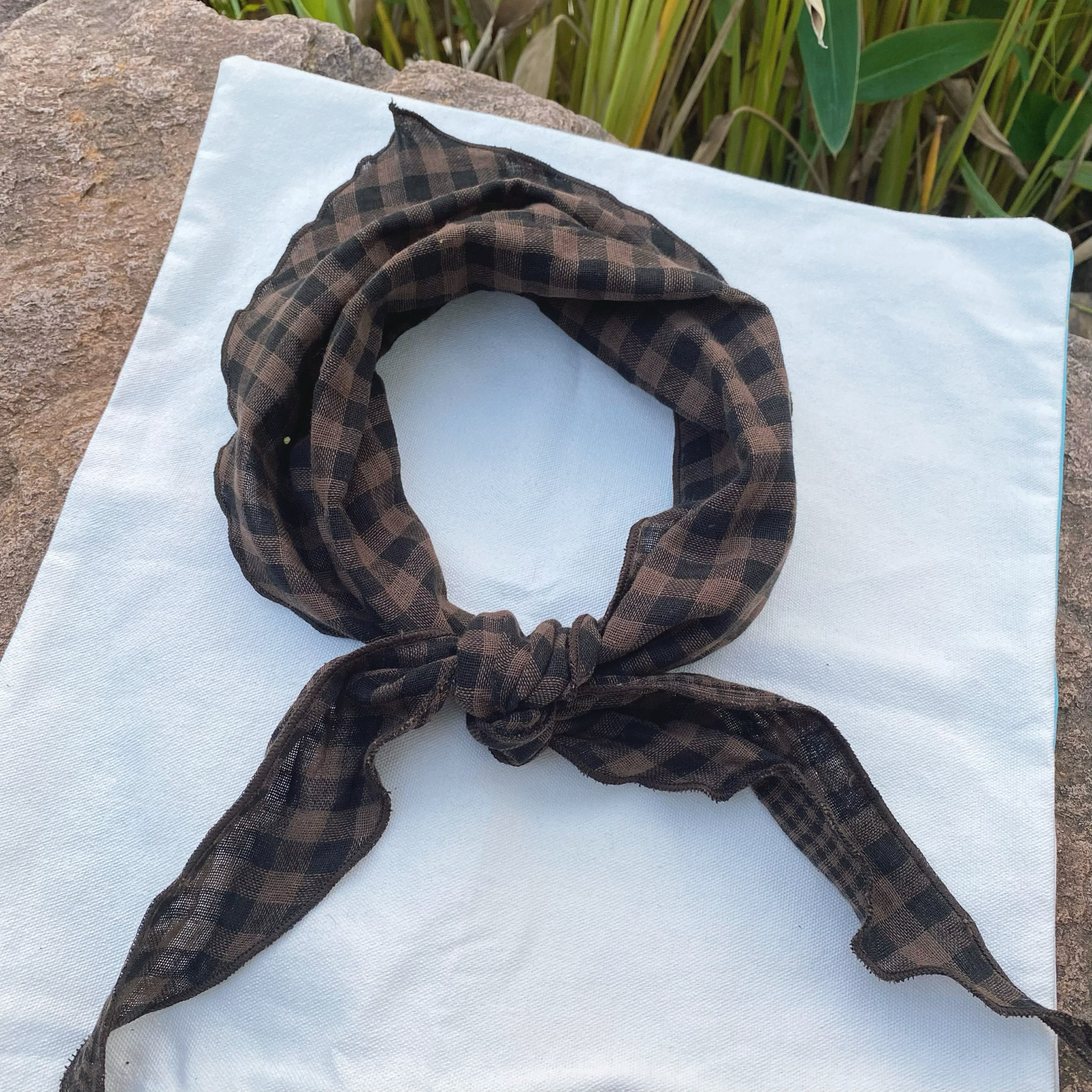 全棉三角巾格子护颈围巾春秋百搭披肩夏季防晒韩版复古文艺丝巾