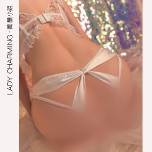 Miss微醺性感纯欲风内裤女冰丝蕾丝秋款薄款丁字裤白色三角裤情调