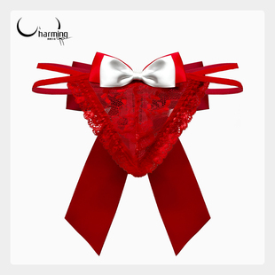 性感内裤女冰丝蕾丝红色本命年2023新款丁字裤纯欲风三角裤情调