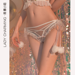 内裤女士蝴蝶结低腰蕾丝性感纯欲风白色薄款三角裤秋季丁字裤日系