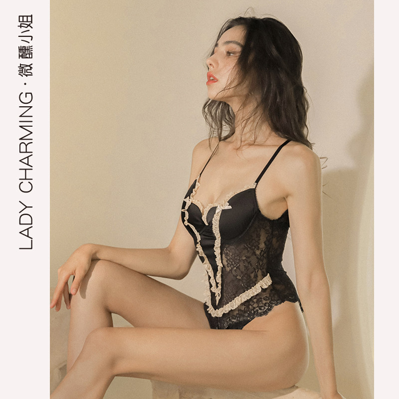 女塑身连体衣性感情绪器内衣美体束身衣小胸聚拢吊带蕾丝睡衣秋款