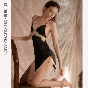 Miss微醺女性感睡衣情却吊带纯欲风2023新款夏季睡裙情调性格蕾丝