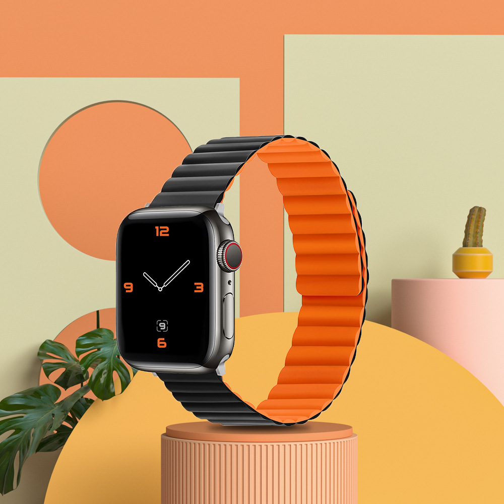 适用iwatch7/8/9硅胶磁吸表带苹果手表 applewatch6/se/5/4代回环运动带女/45/41/49时尚个性潮替换腕带ultra 智能设备 智能手表手环表带/腕带 原图主图