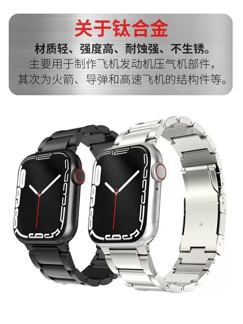 适用苹果手表表带applewatch9表带金属钛合金iwatch6/5/4/3高级Ultra不锈钢7钢带se男女款8个性S8潮牌44/45mm