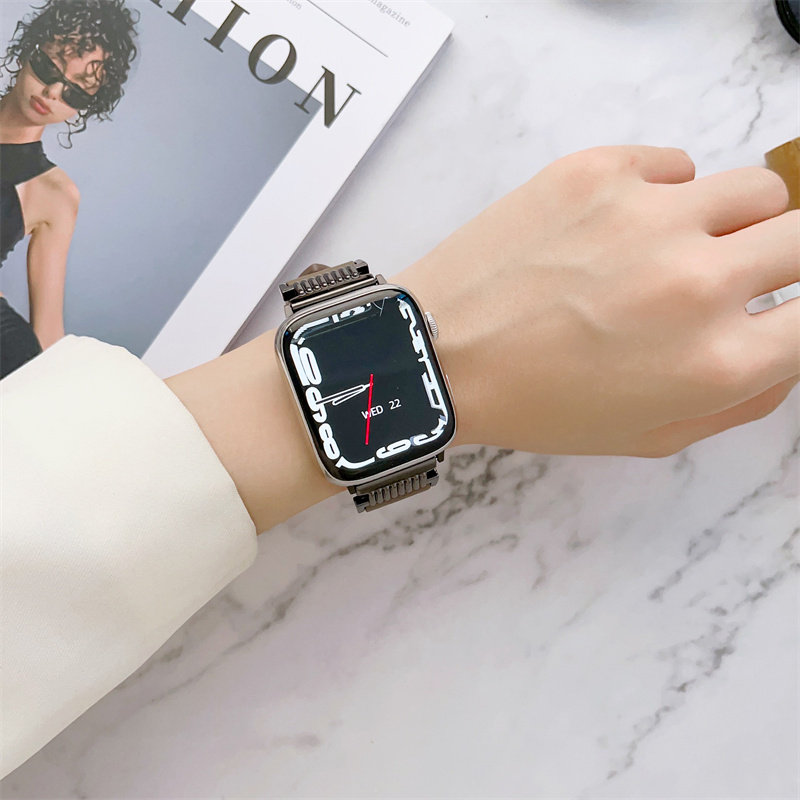 适用iwatch8表带苹果S8手表applewatch7真皮S7小众S6高级SE女6创意5运动4智能新款ultrawatchs时尚皮带41mm45