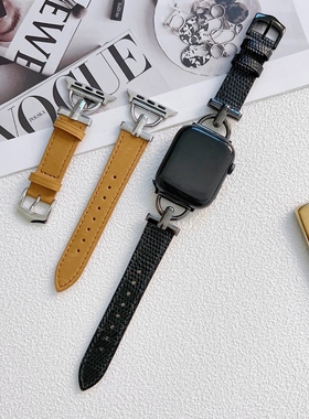 适用苹果手表iwatch7表带新款seies 7代applewatch6皮质s7牛皮拼金属扣1/2/3/4/5/SE真皮45/41/44/40mm手表带
