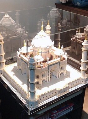 送转盘 10256 泰姬陵亚克力展示盒LEGO创意系列透明收纳盒防尘罩