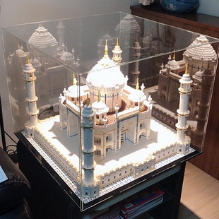 送转盘 10256 泰姬陵亚克力展示盒LEGO创意系列透明收纳盒防尘罩